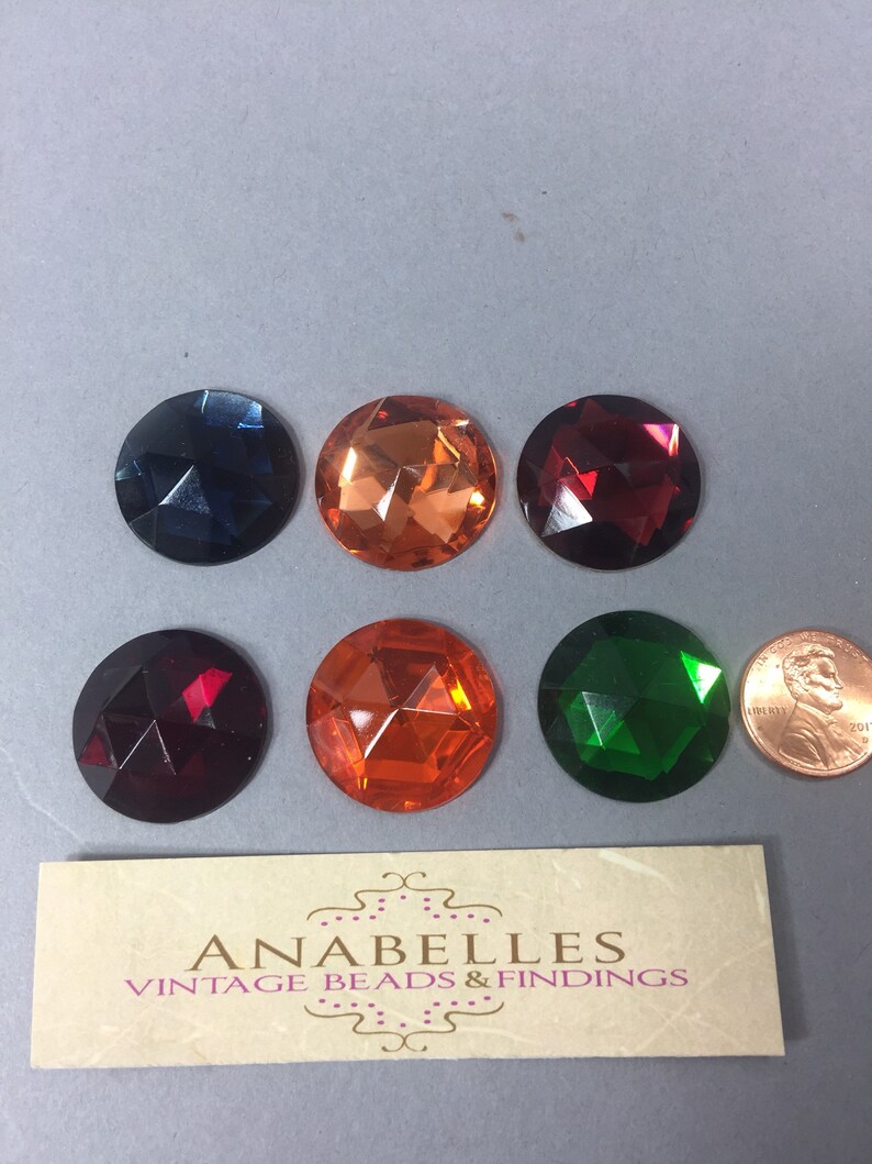 Vintage Glass Jewels. NOS. 25mm. Sold by 1 Piece or 6 Pieces. Etsy
