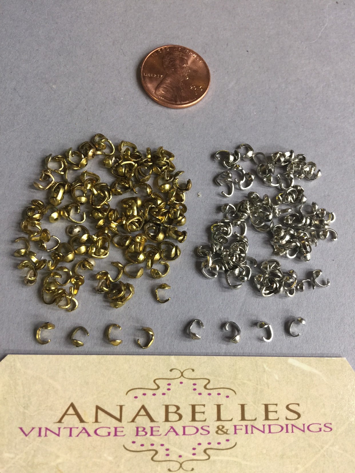 Metal Findings. NOS. Lovely Vintage Bead Tips. Sold by Lots of Etsy