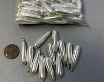 30x8mm, Vintage Teardrop Pearls with Loop, (12 pc)