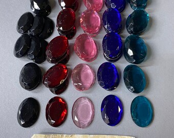 60 Cabochon Ovali Acrilici 25x18mm Retro Piatto - Colori Assortiti