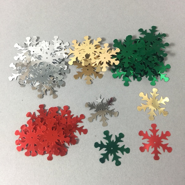 Sequins. NOS. 25mm, Snow flake sequins. Sold by lots of 100 pieces.