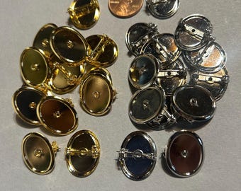 Vintage pinback settings, Jewelry making,(24 pcs)
