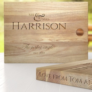 Personalised The Perfect Couple - Large Carved Solid Oak Chopping and Serving Board