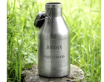 70 oz Personalised Beer Growler featuring Surviving Parenthood One Beer at a Time Design