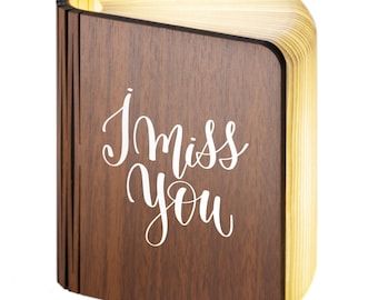 I miss you -  Wooden Folding Magnetic Glowing LED Book Lamp