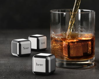 Personalized Stainless Steel Ice Cubes: Reusable Whisky Stones Gift Set
