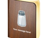 Personalised Wooden Folding Magnetic Glowing LED Book Light featuring salt emoji