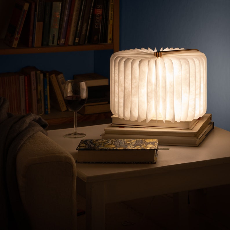 Wooden Folding Glowing LED Book Lamp Etsy