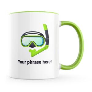 Personalised Emoji Mug featuring diving mask emoji