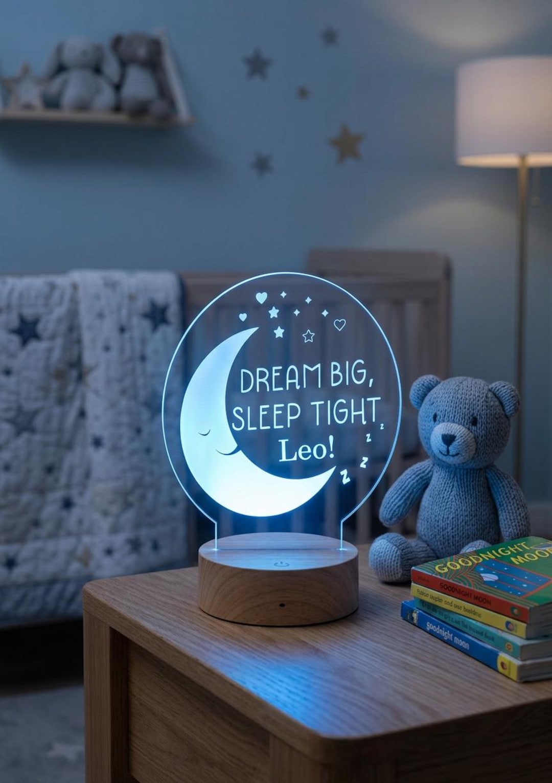 Personalized Nursery Night Light: Dream Big Sleep Tight, Color