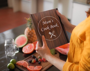 Personalized Wooden Recipe Binder: 'Cook Book' Design