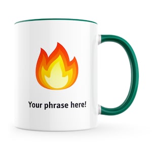 Personalised Emoji Mug featuring fire emoji