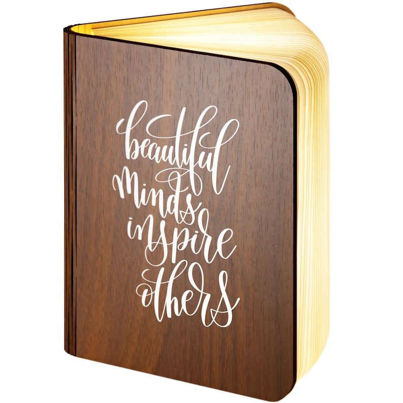 Personalised Wooden Folding Magnetic Glowing LED Book Lamp image 1
