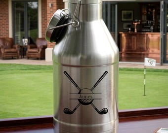 70 oz Personalised Beer Growler featuring Golf Design