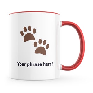 Personalised 11oz Emoji Mug featuring paw prints emoji