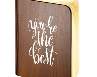 Personalized Wooden LED Book Lamp: Magnetic Folding Light