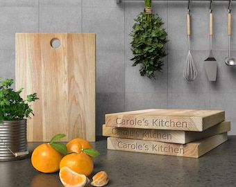 Personalized Carved Solid Oak Chopping Board: Unique Kitchen Gift