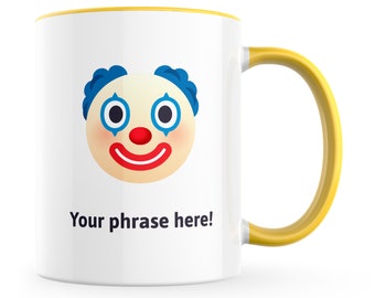 Personalised Emoji Mug featuring clown face emoji
