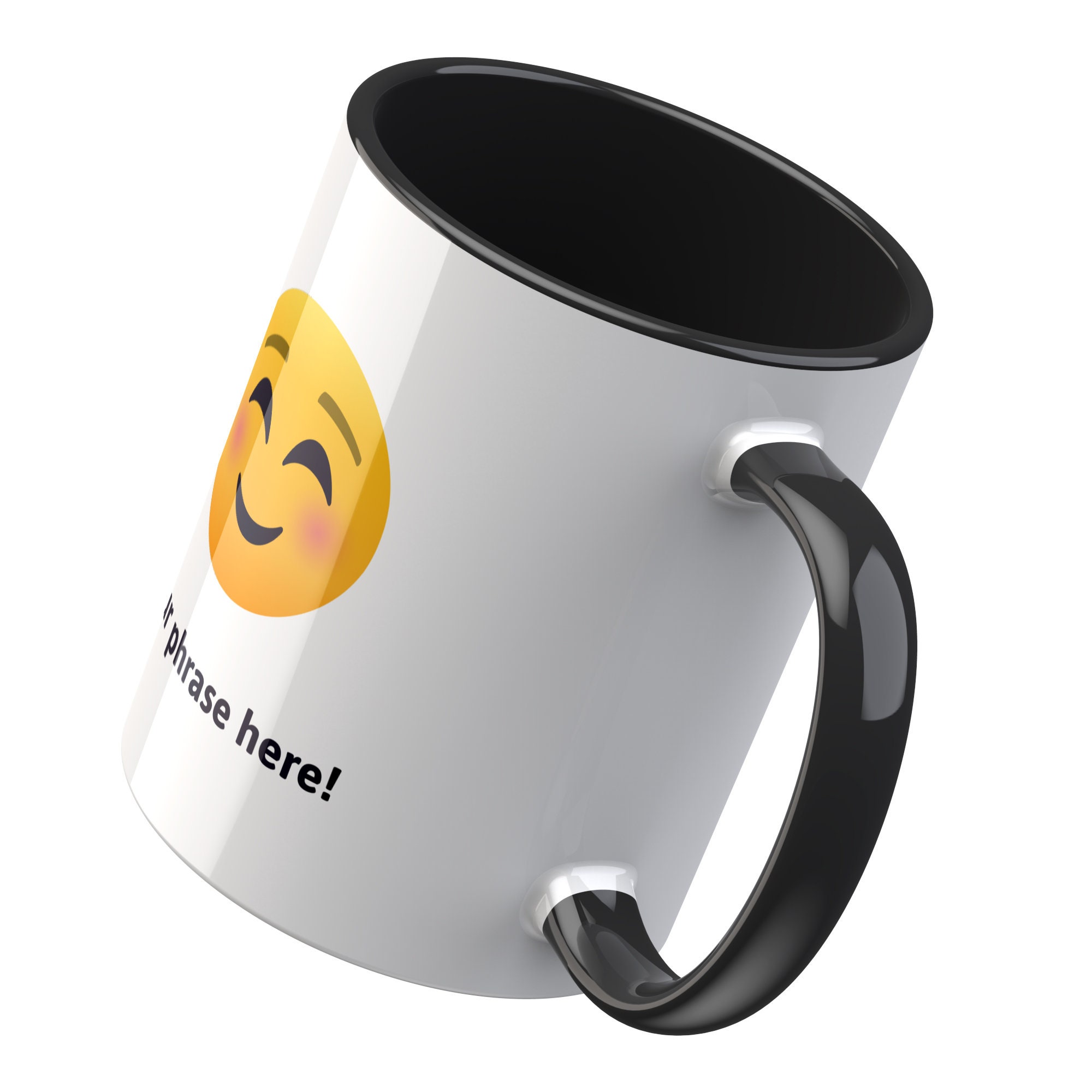 Personalised 11oz Emoji Mug featuring smiling face emoji Etsy