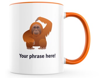 Personalised  Emoji Mug featuring orangutan emoji