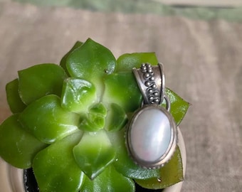 Mother of Pearl and Sterling Silver Boho Pendant