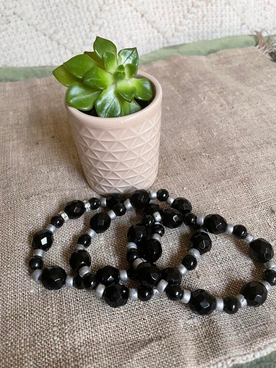 Set of three faceted bead expandable bracelets - image 1