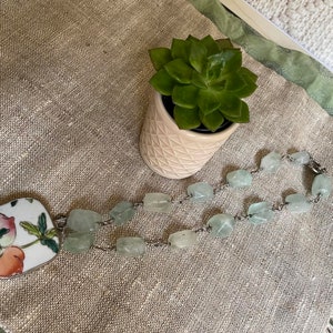 Antique Porcelain, Natural Crystal Bead Necklace image 2