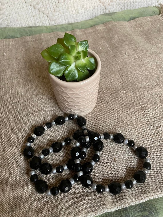 Set of three faceted bead expandable bracelets - image 3