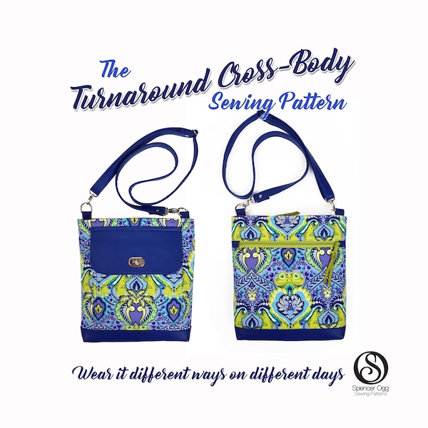 The Turnaround Cross-Body Bag sewing pattern . PDF Bag sewing pattern. Hipster pattern. Purse sewing Patterns. Sew and sell.