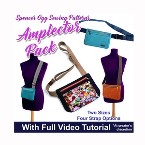 The Amplector Pack Sling Bag PDF Sewing Pattern. Fanny Pack sewing pattern. Zip pouch pattern. Purse pattern.