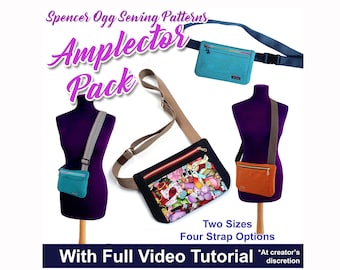 The Amplector Pack Sling Bag PDF Sewing Pattern. Fanny Pack sewing pattern. Zip pouch pattern. Purse pattern.