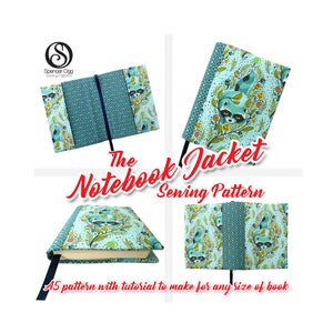 Notebook cover sewing pattern, with free book cover tutorial for any sized book jacket. A5 Journal cover pattern, PDF download