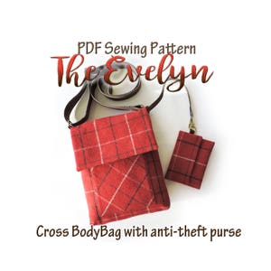 The Evelyn crossbody bag pattern with anti theft purse . iPad bag. PDF messenger Bag sewing pattern. Purse Patterns and tutorials