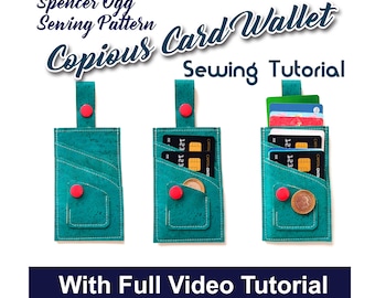 Copious Credit Card Wallet PDF pattern and video tutorial. Bag sewing Patterns. Sew and sell.