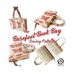 Book Bag tutorial and PDF pattern. Book cover. Make for any size of book. Instant download #