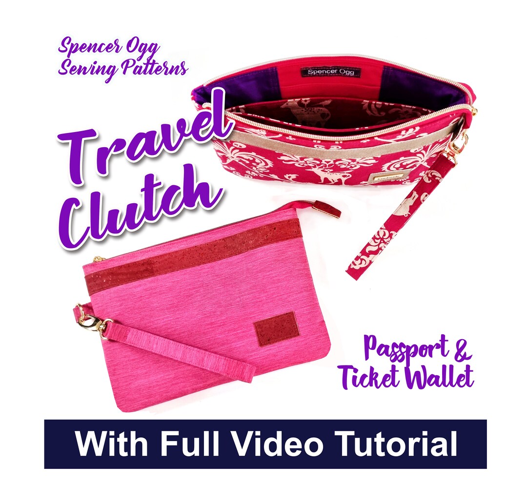 Travel Clutch PDF Sewing Zip Zipper Bag