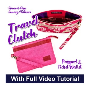 Travel Clutch PDF Sewing Pattern. Zip Pouch. Zipper Wallet. Bag sewing pattern.