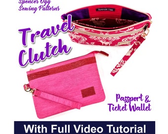 Travel Clutch PDF Sewing Pattern. Zip Pouch. Zipper Wallet. Bag sewing pattern.