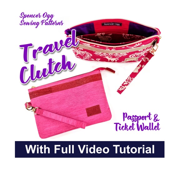 Travel Clutch PDF Sewing Pattern. Zip Pouch. Zipper Wallet. Bag