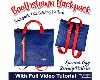 Backpack Tote Sewing Pattern with video tutorial. The Boothstown Backpack.