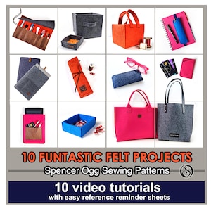 10 Funtastic Felt projects. Video Tutorial and E-book. Christmas gifts, felt gifts, felt crafts.