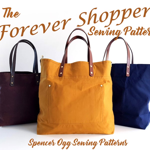 The Forever Shopper - PDF Bag sewing pattern in 2 sizes . Unisex market Tote bag sewing pattern. Men's bag pattern. Womens shopping bag.