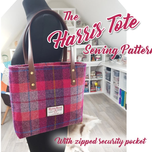 The Harris Tote Bag sewing pattern in 2 sizes . PDF Bag sewing pattern. Shopper pattern. Purse sewing Patterns. Sew and sell.