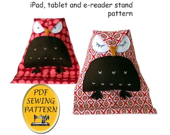 Tablet stand sewing pattern. Owl design iPad stand. Instant download PDF.