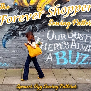 The Forever Shopper - Bag sewing pattern in 2 sizes . Unisex PDF Tote bag sewing pattern. Men&#39;s bag pattern. Shopping bag. Sew and sell