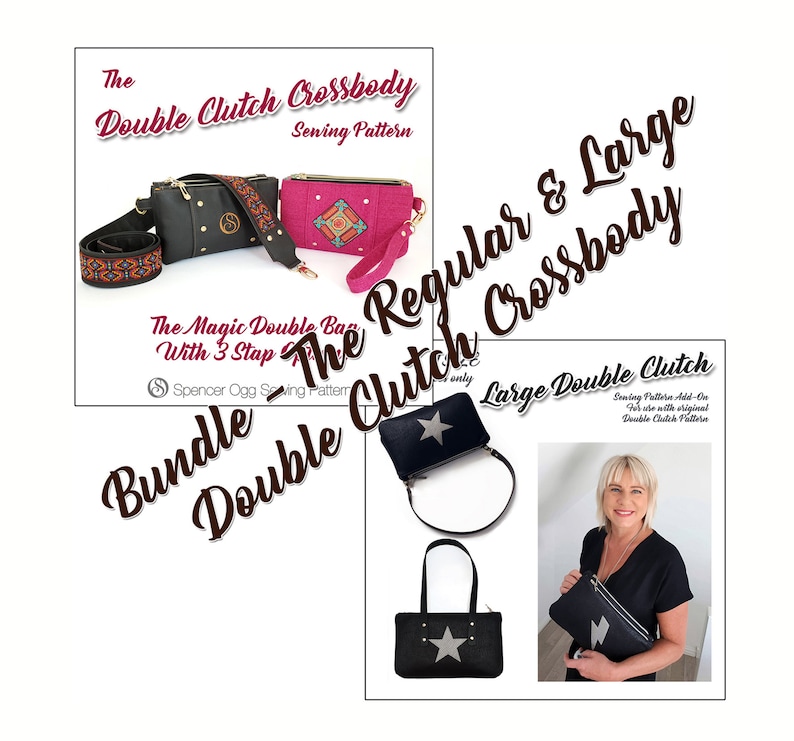 The Regular and Large Double Clutch Crossbody PDF Sewing Pattern BUNDLE
