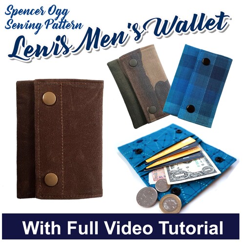 Lewis Mens Wallet PDF Sewing Pattern and Video Tutorial. Sew Etsy