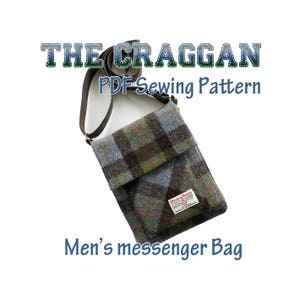 Mens messenger bag PDF sewing pattern. The Craggan. man bag. iPad bag. mens cross body bag
