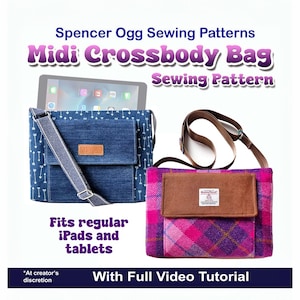 Midi Crossbody Bag PDF Sewing Pattern & Video Tutorial. Bag sewing pattern