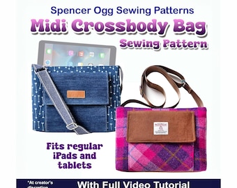 Midi Crossbody Bag PDF Sewing Pattern & Video Tutorial. Bag sewing pattern